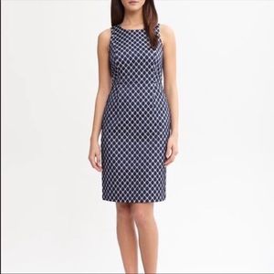 Banana Republic Navy Grey Jacquard Sheath Dress